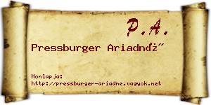 Pressburger Ariadné névjegykártya